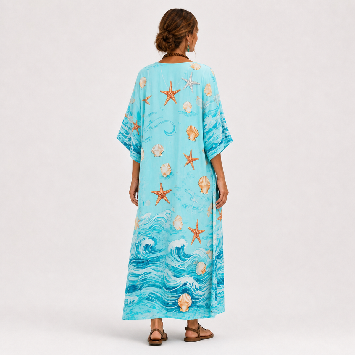 Ida | Kaftan in turquoise en marineblauw