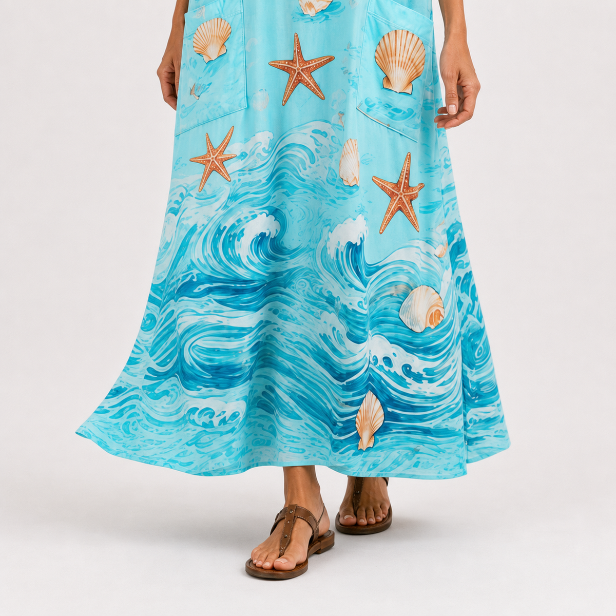 Ida | Kaftan in turquoise en marineblauw