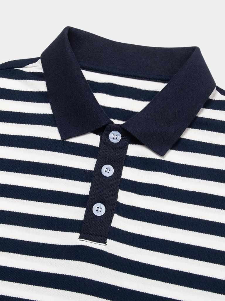 Ido | Donkerblauwe gestreepte polo