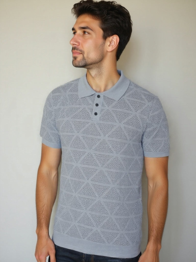 Idsard | Polo met geometrisch reliëfdessin