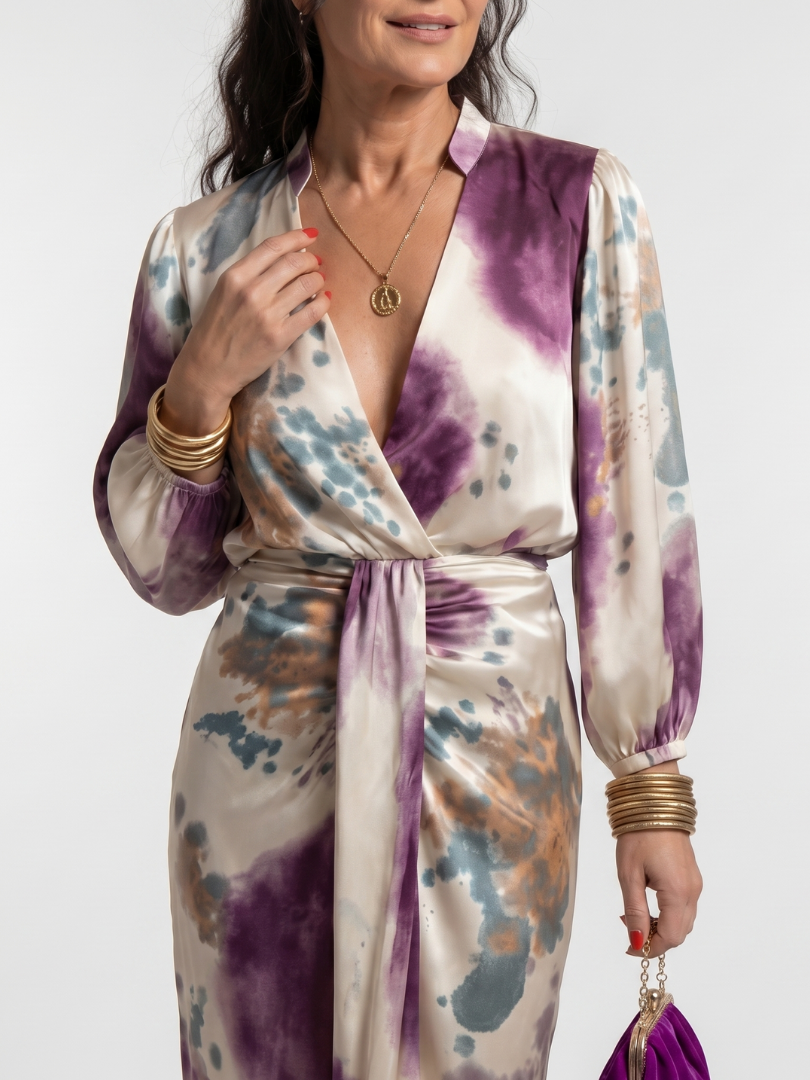 Ilona | Wikkeljurk met aquarelprint