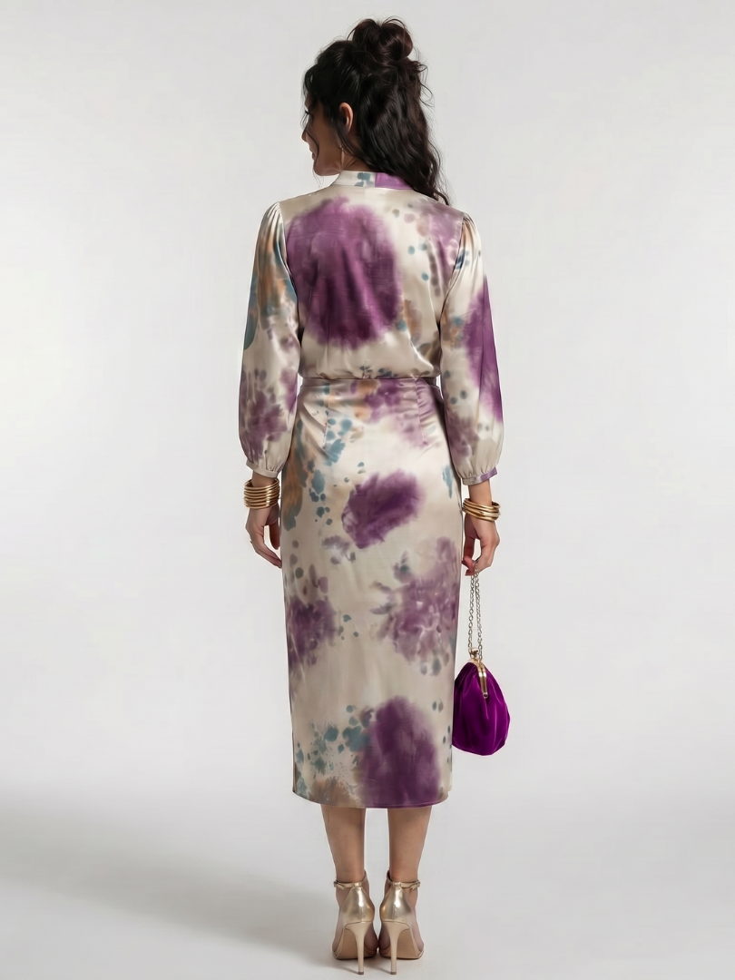 Ilona | Wikkeljurk met aquarelprint