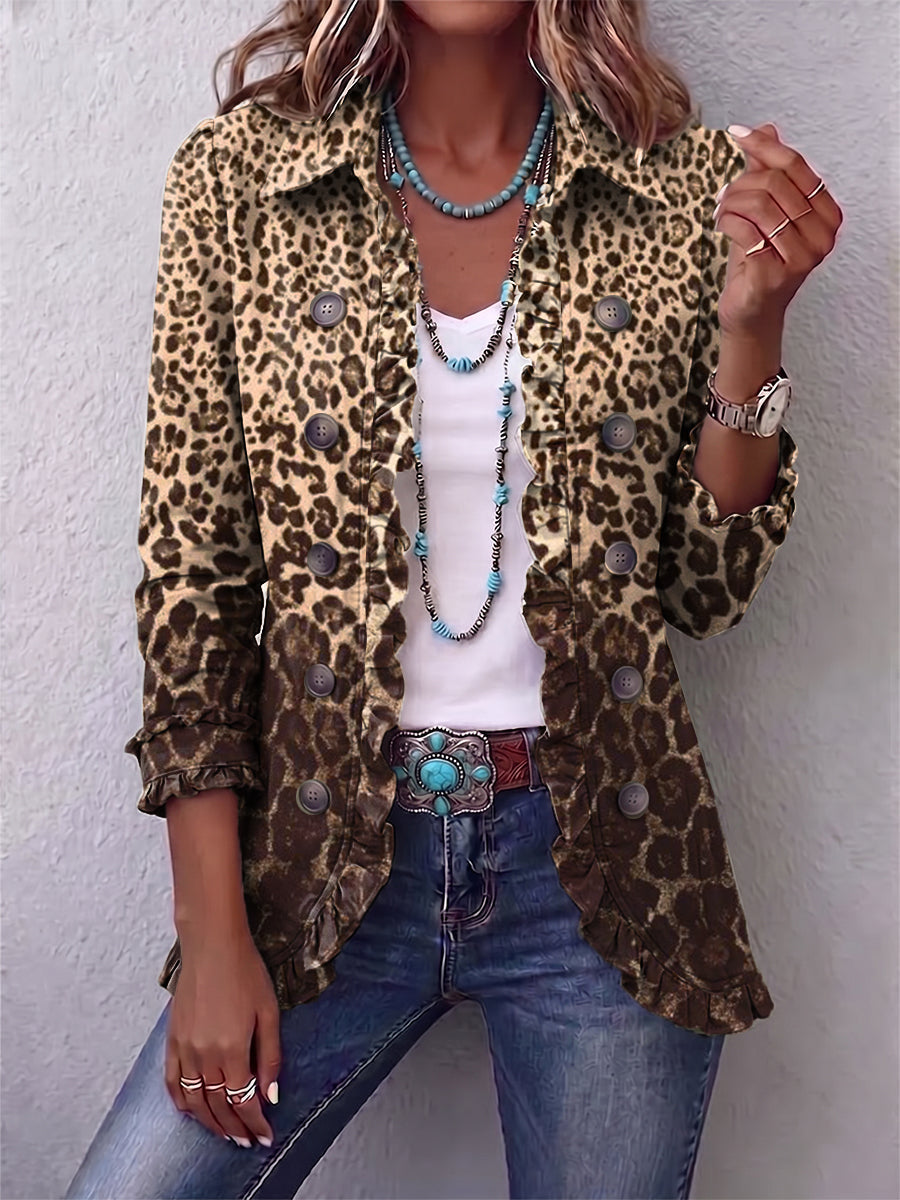 Ilse | Ruchesjasje met luipaardprint