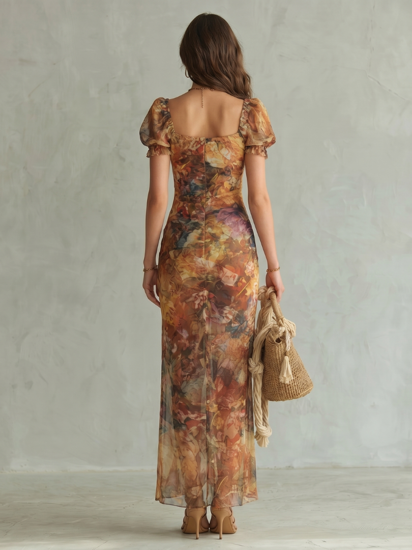 Ingrid | Midi-jurk met bloemenprint en split