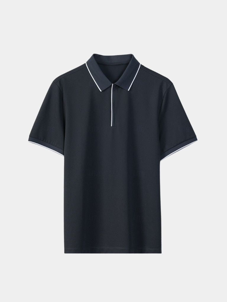 Iwan | Zwarte polo met ritskraag
