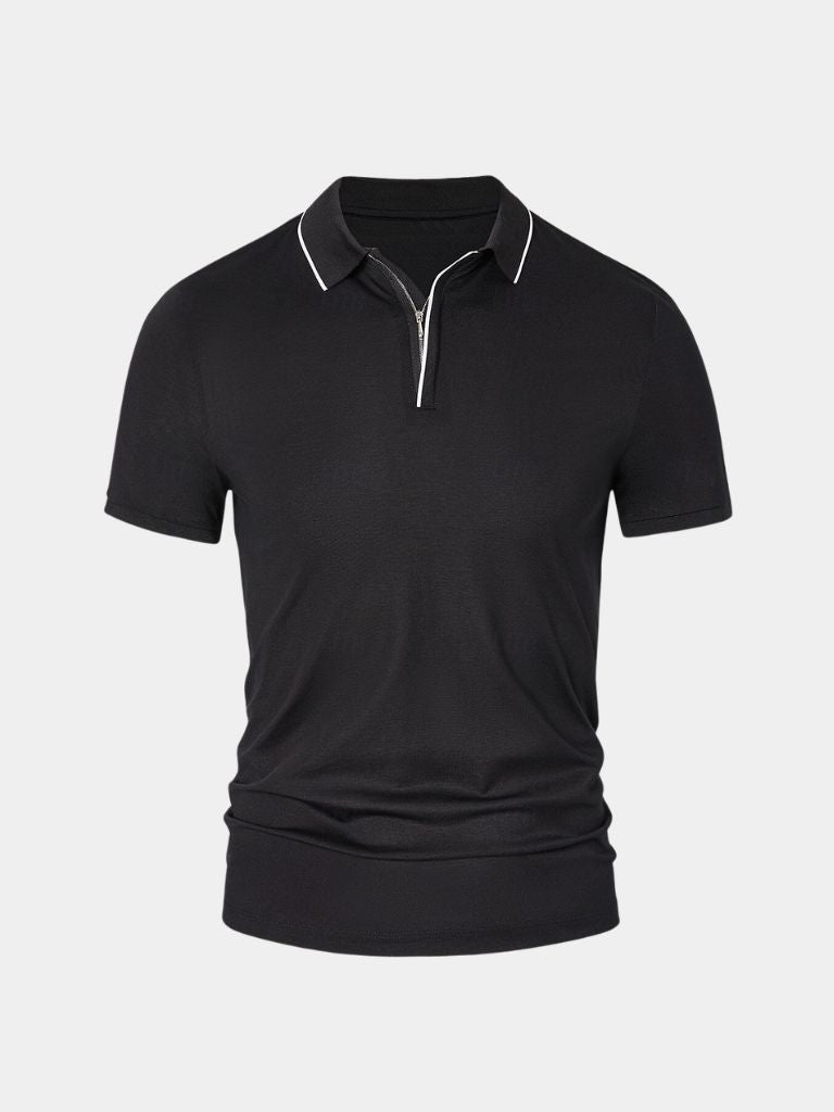 Iwan | Zwarte polo met ritskraag