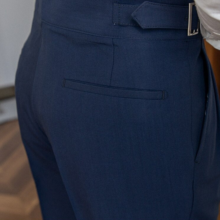 Hubert | Klassieke broek met hoge taille en gesp