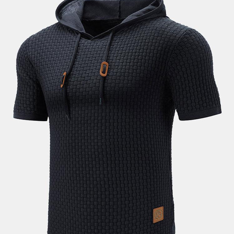 Jacob | Slim-fit gebreide trui met korte mouwen en capuchon