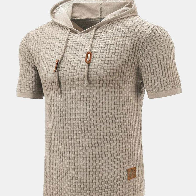 Jacob | Slim-fit gebreide trui met korte mouwen en capuchon