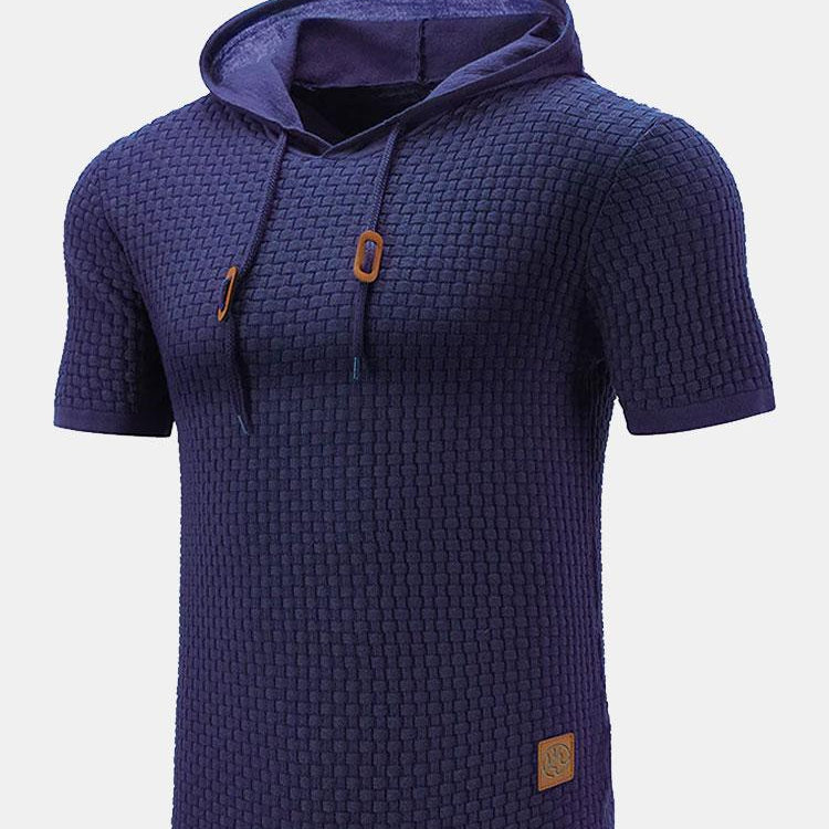 Jacob | Slim-fit gebreide trui met korte mouwen en capuchon