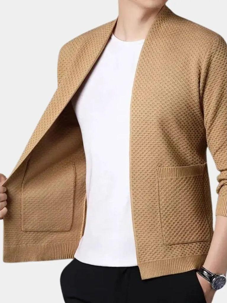 Ubbo | Camelkleurig open gebreid vest