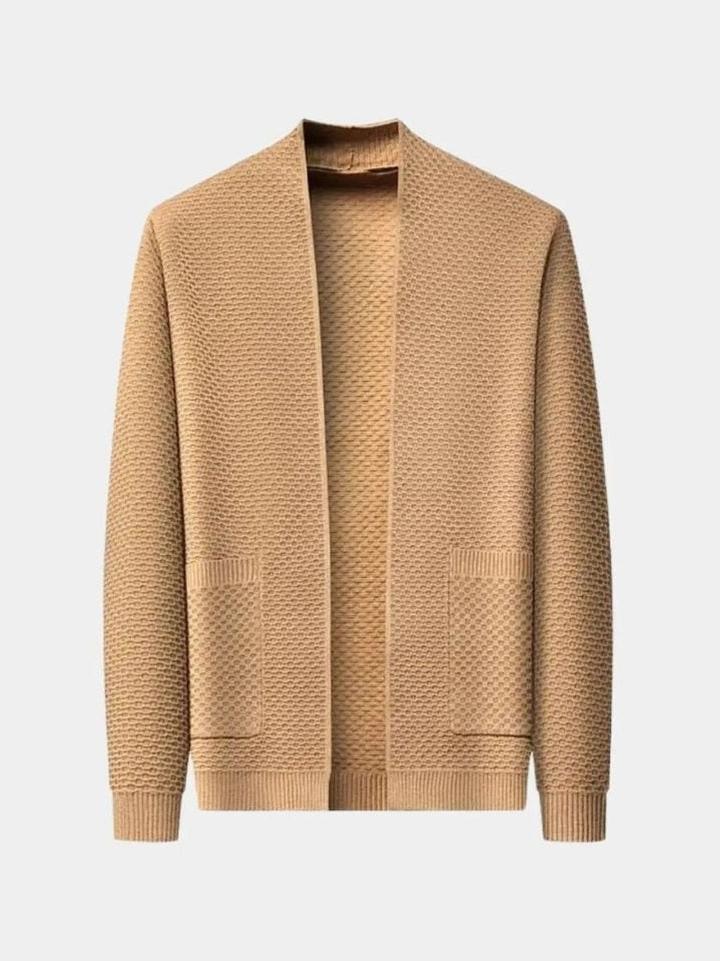 Ubbo | Camelkleurig open gebreid vest
