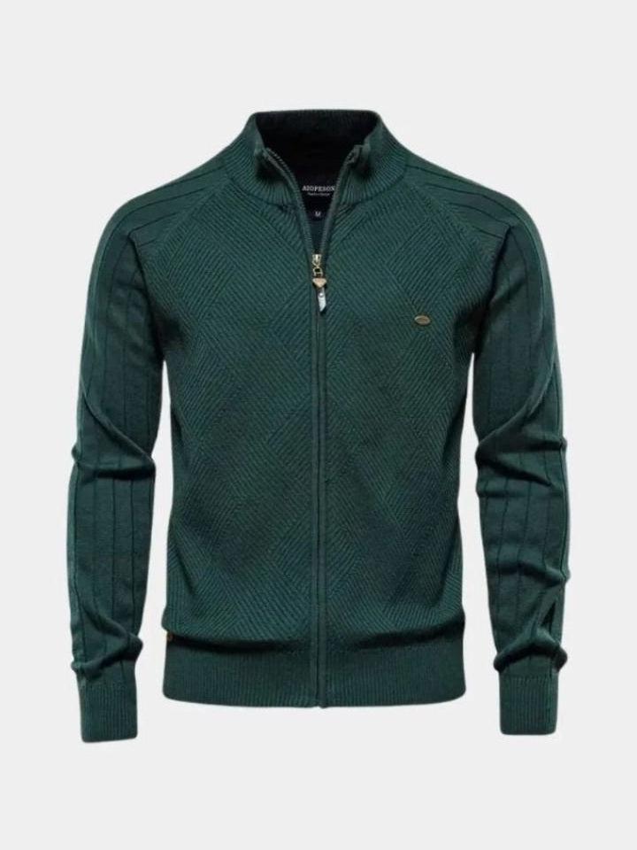 Wiebe | Taupe gebreid vest met rits
