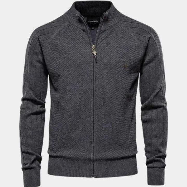 Wiebe | Taupe gebreid vest met rits