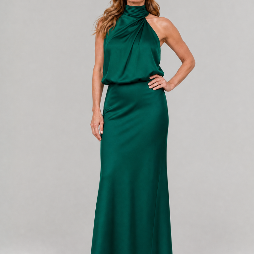 Jacqueline | Maxi-jurk met gedrapeerde kraag
