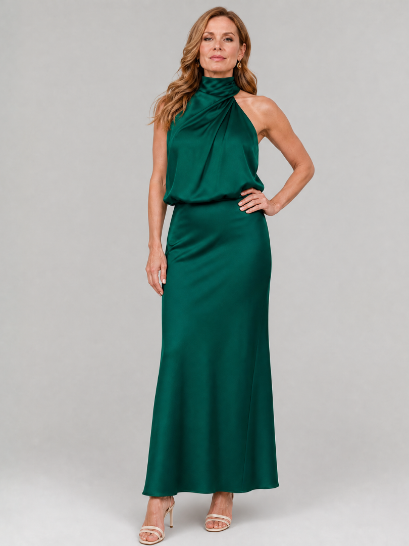 Jacqueline | Maxi-jurk met gedrapeerde kraag