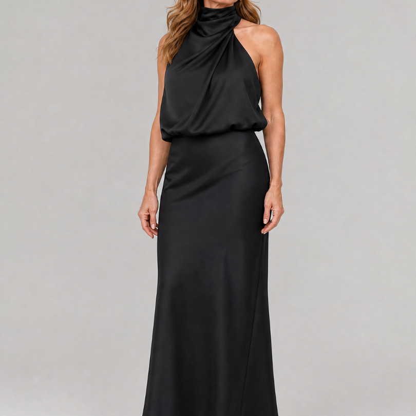 Jacqueline | Maxi-jurk met gedrapeerde kraag