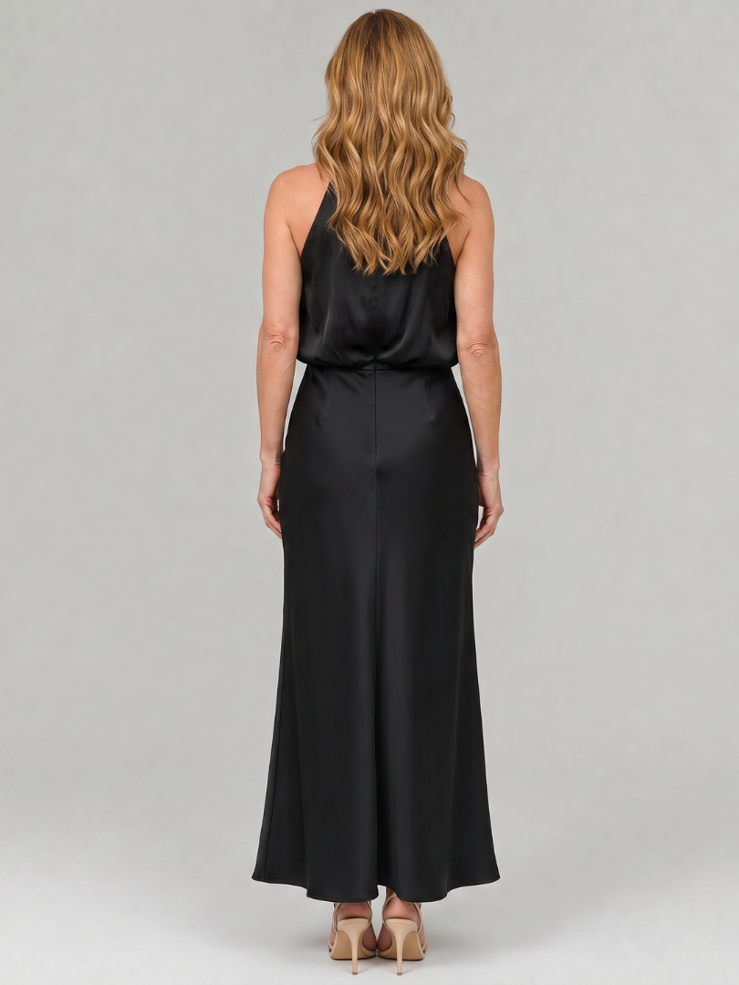 Jacqueline | Maxi-jurk met gedrapeerde kraag