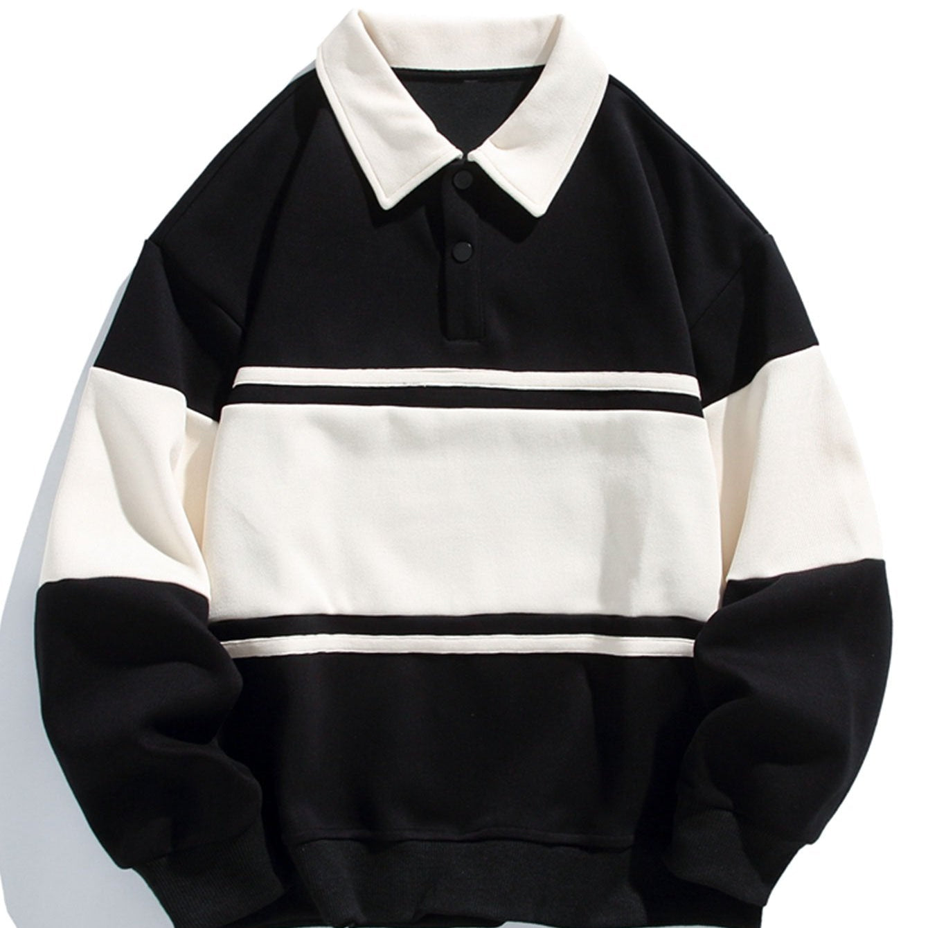 Jan | Polosweater met patchworkdetails en kleurvlakken en relaxte pasvorm
