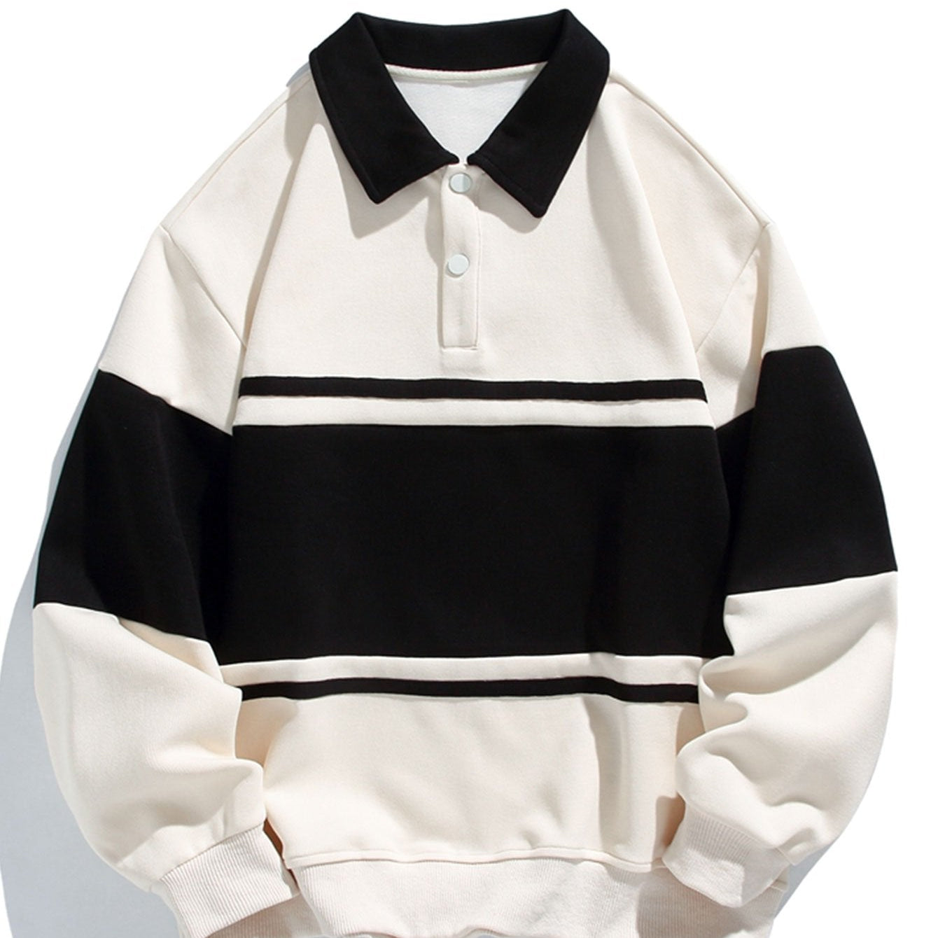 Jan | Polosweater met patchworkdetails en kleurvlakken en relaxte pasvorm