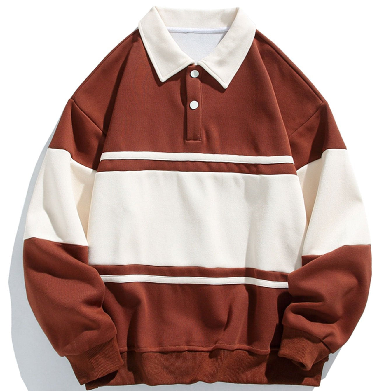 Jan | Polosweater met patchworkdetails en kleurvlakken en relaxte pasvorm