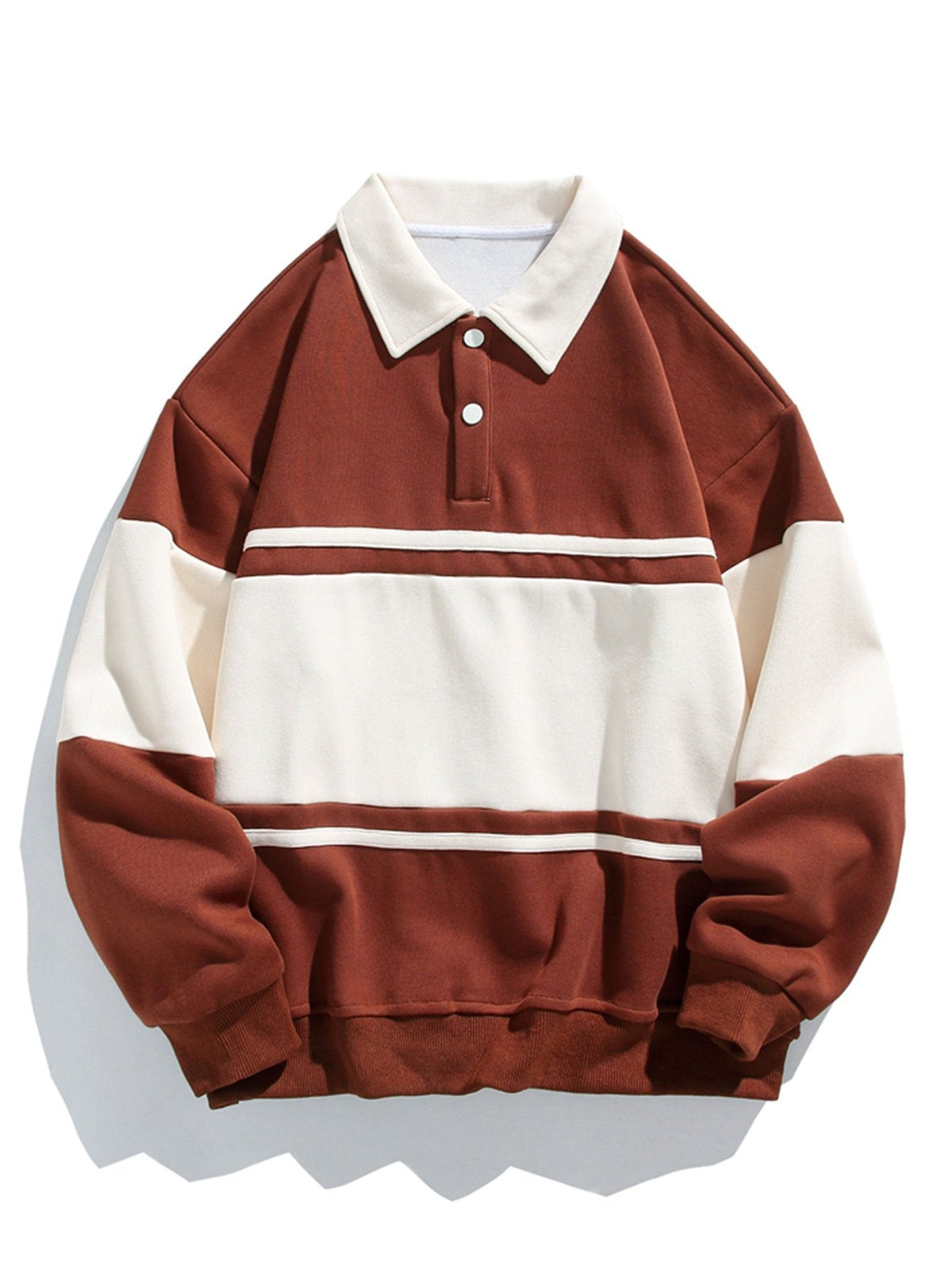 Jan | Polosweater met patchworkdetails en kleurvlakken en relaxte pasvorm