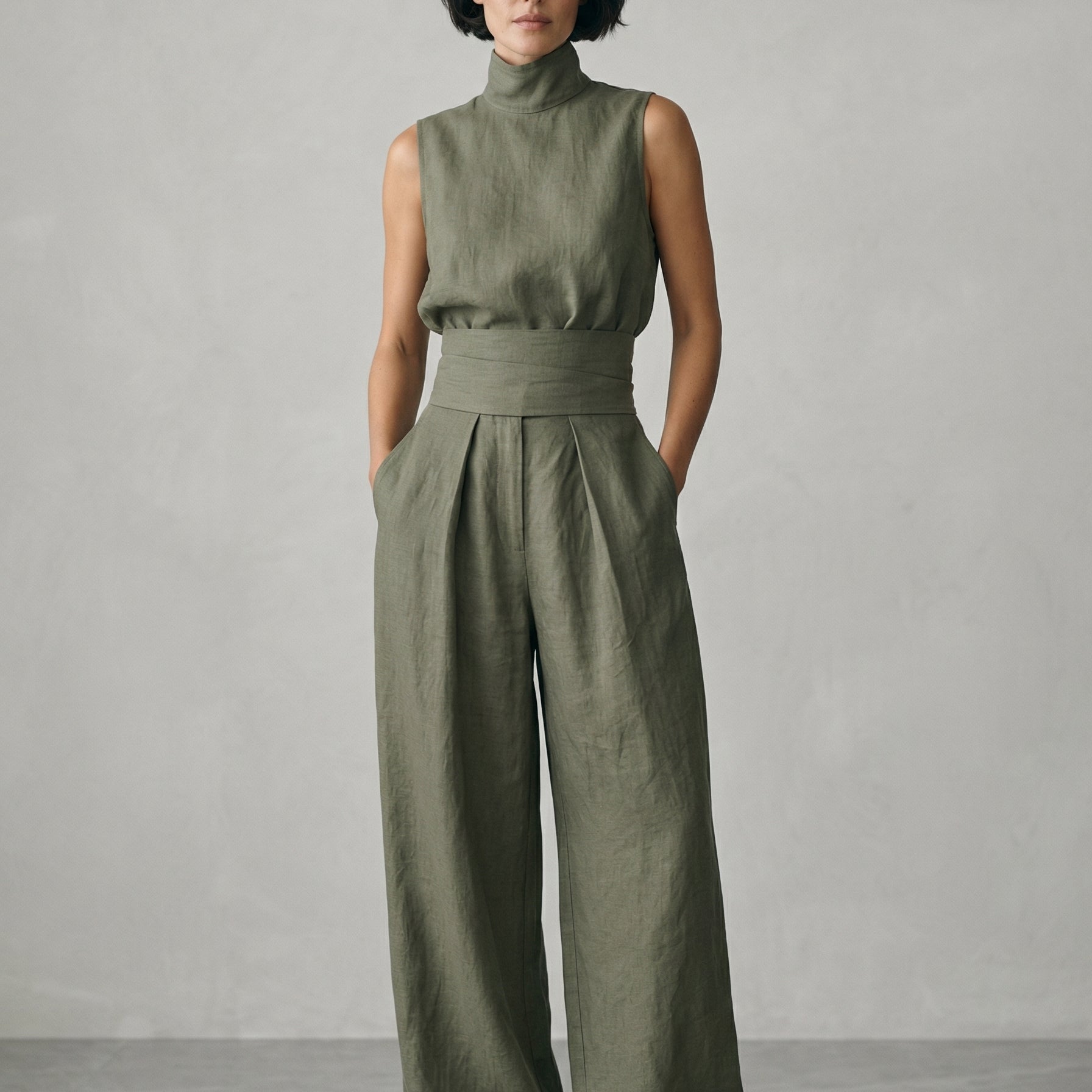 Janita | Minimalistische set met mouwloze blouse
