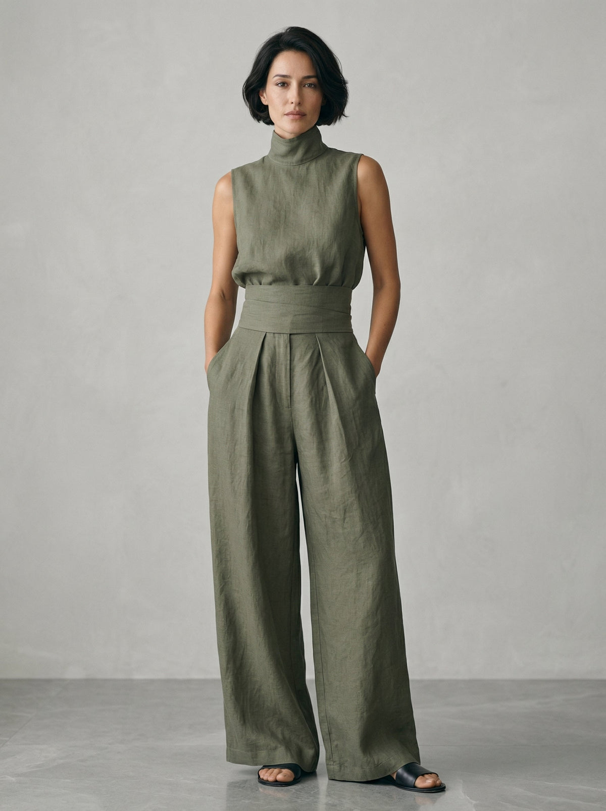 Janita | Minimalistische set met mouwloze blouse