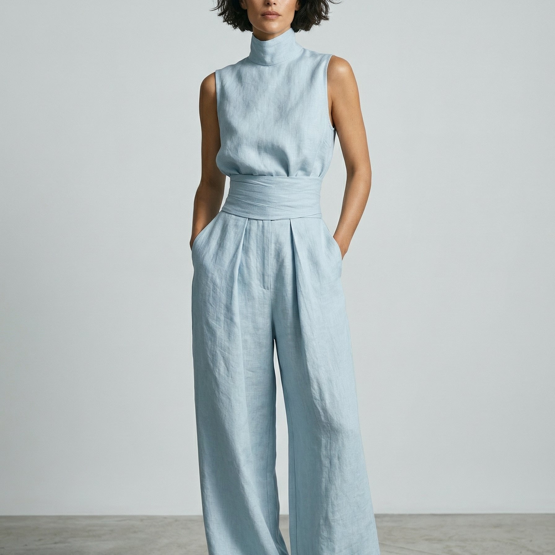Janita | Minimalistische set met mouwloze blouse
