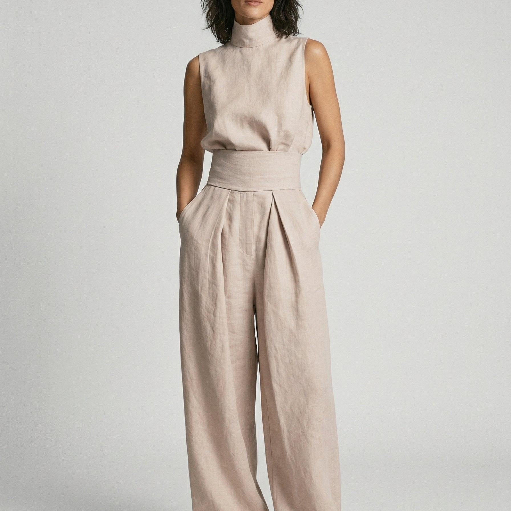 Janita | Minimalistische set met mouwloze blouse