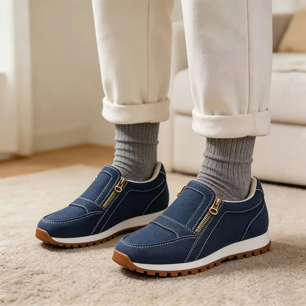 Janneke | Warme slip-on sneaker met dubbele rits