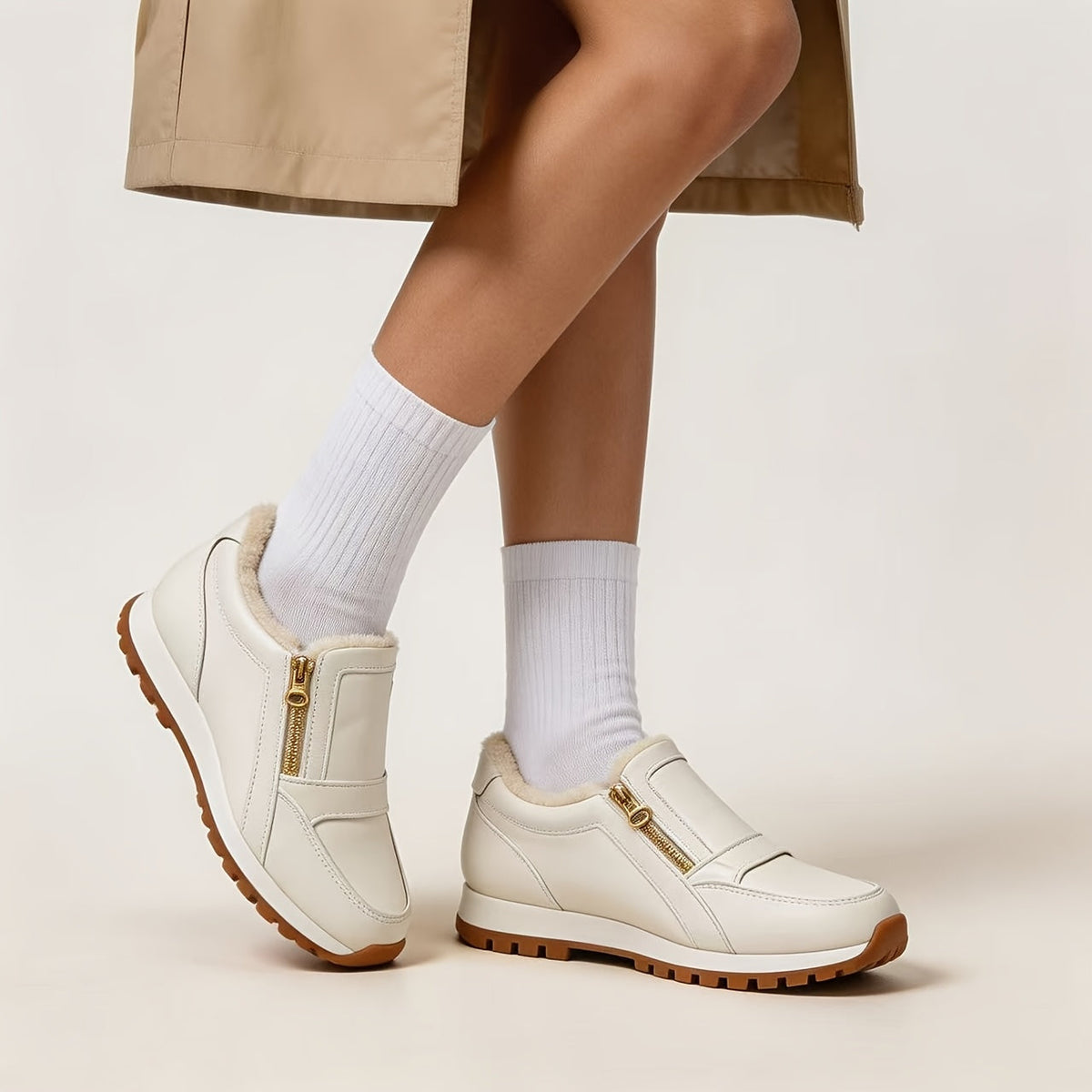Janneke | Warme slip-on sneaker met dubbele rits