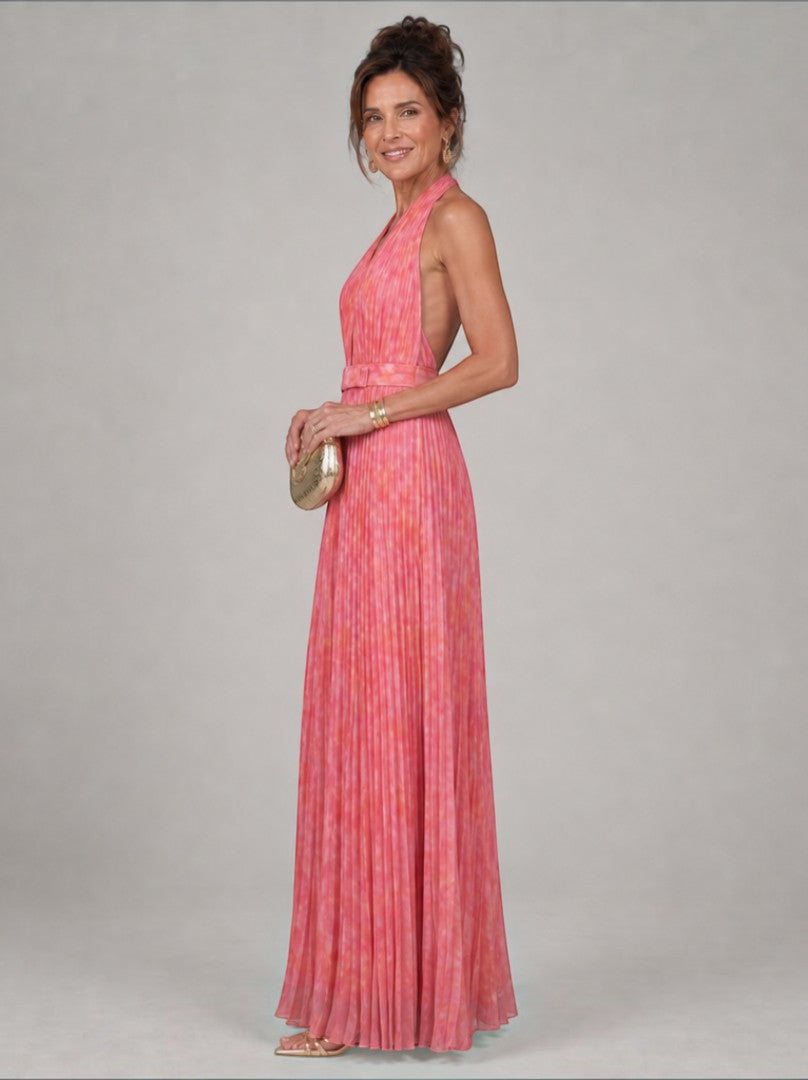 Jannie | Plissé maxi-jurk in rosé