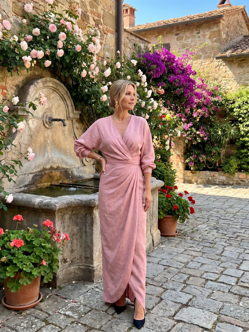 Jeanette | Wikkeljurk in rood met lange mouwen