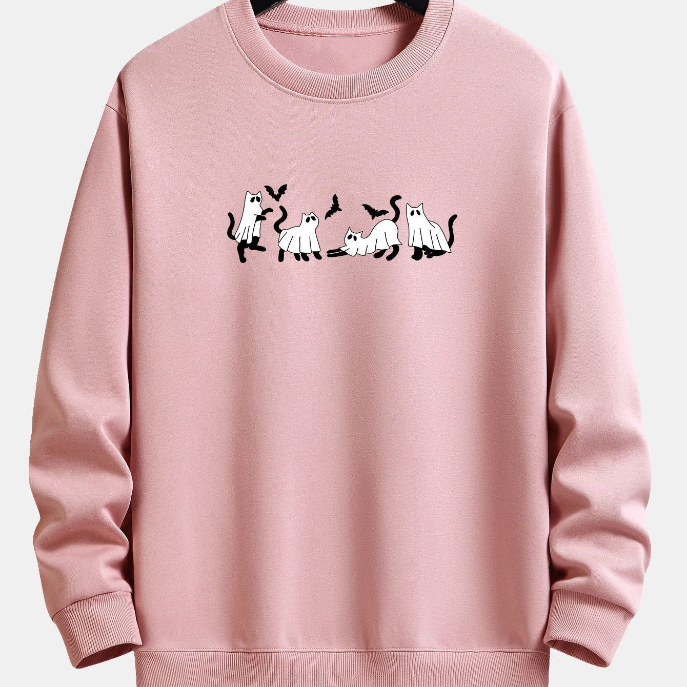 Jeroen | Sweater met zwarte kat en spookprint en relaxte pasvorm