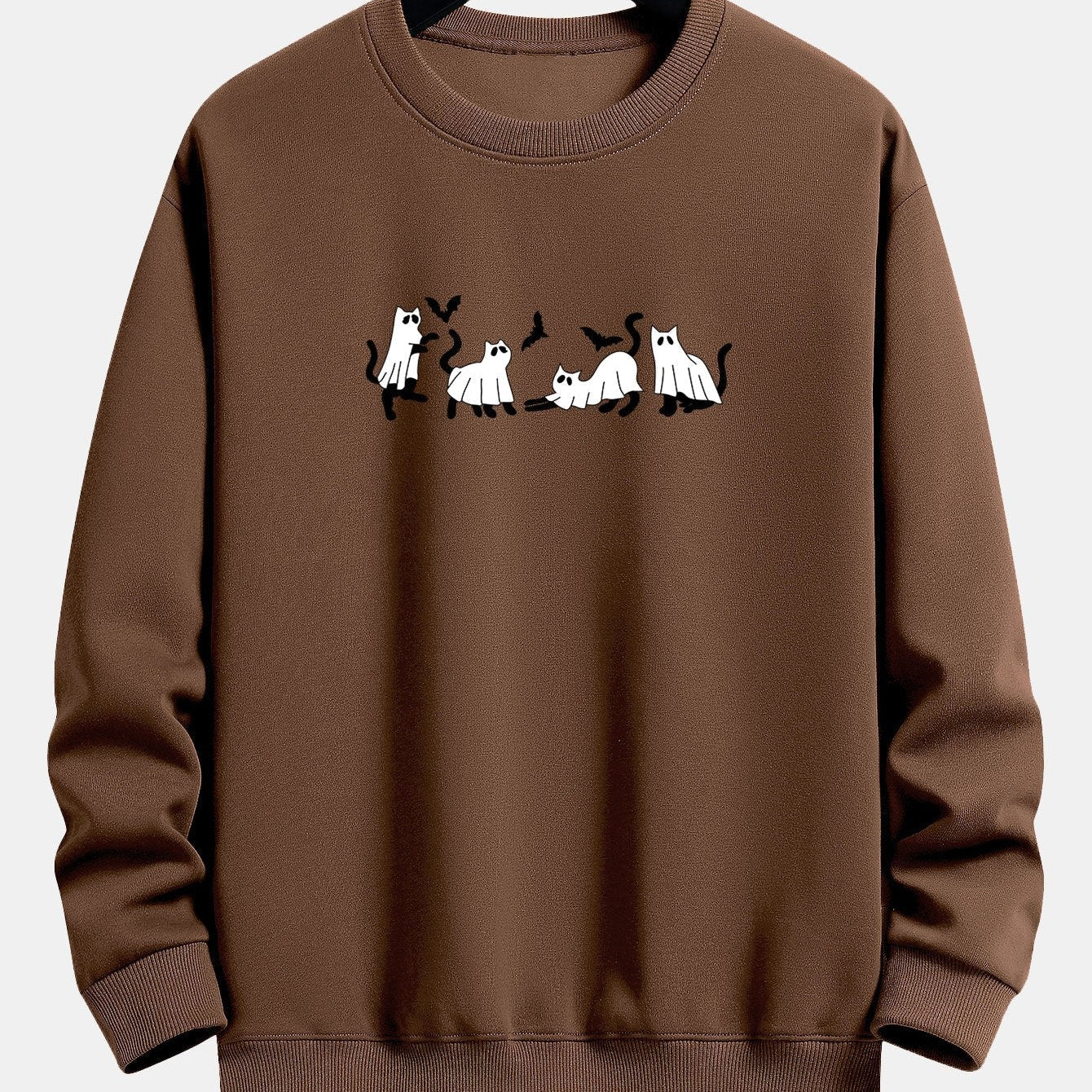 Jeroen | Sweater met zwarte kat en spookprint en relaxte pasvorm