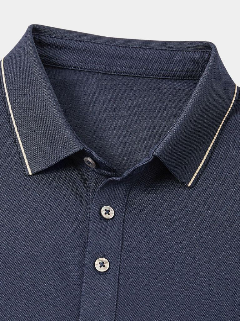 Joachim | Marineblauwe polo met klassieke kraag