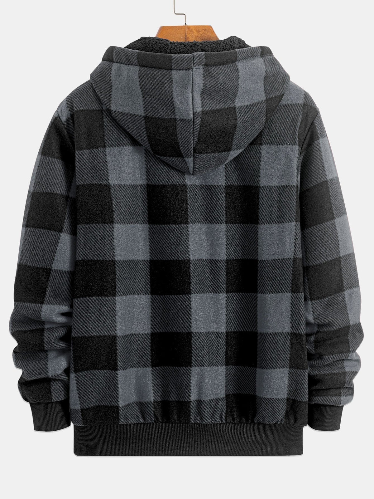 Jochem | Geruite flanellen hoodie met teddyvoering