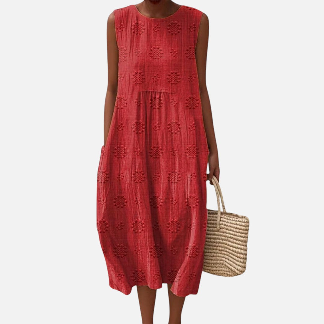 Jolanda | Mouwloze midi-jurk in rood
