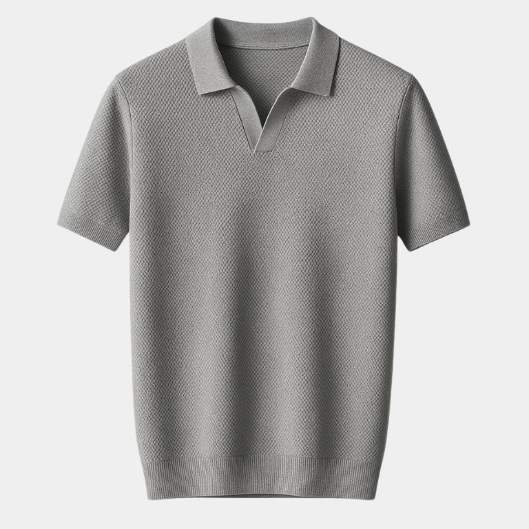 Jonas | Marineblauwe polo met open kraag