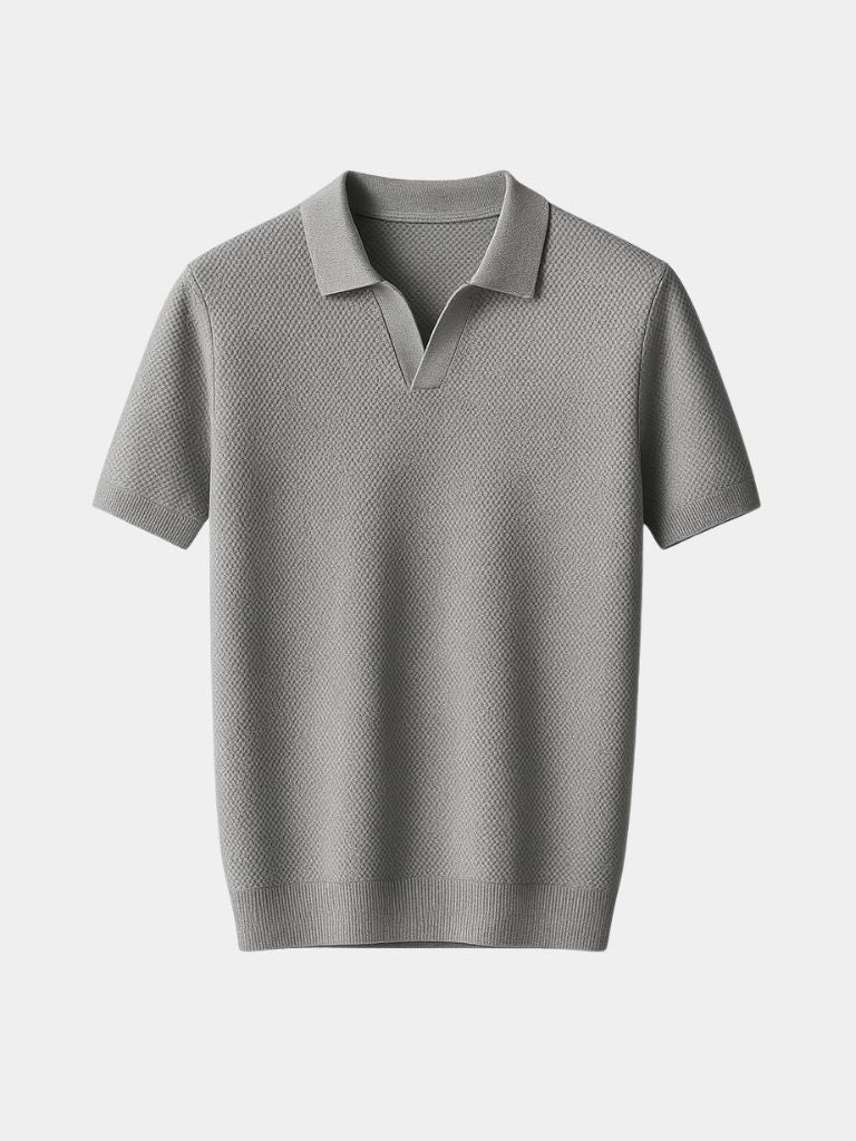 Jonas | Marineblauwe polo met open kraag