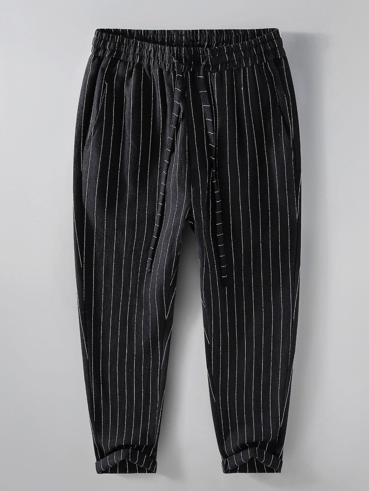 Joost | Gestreepte linnen cropped broek