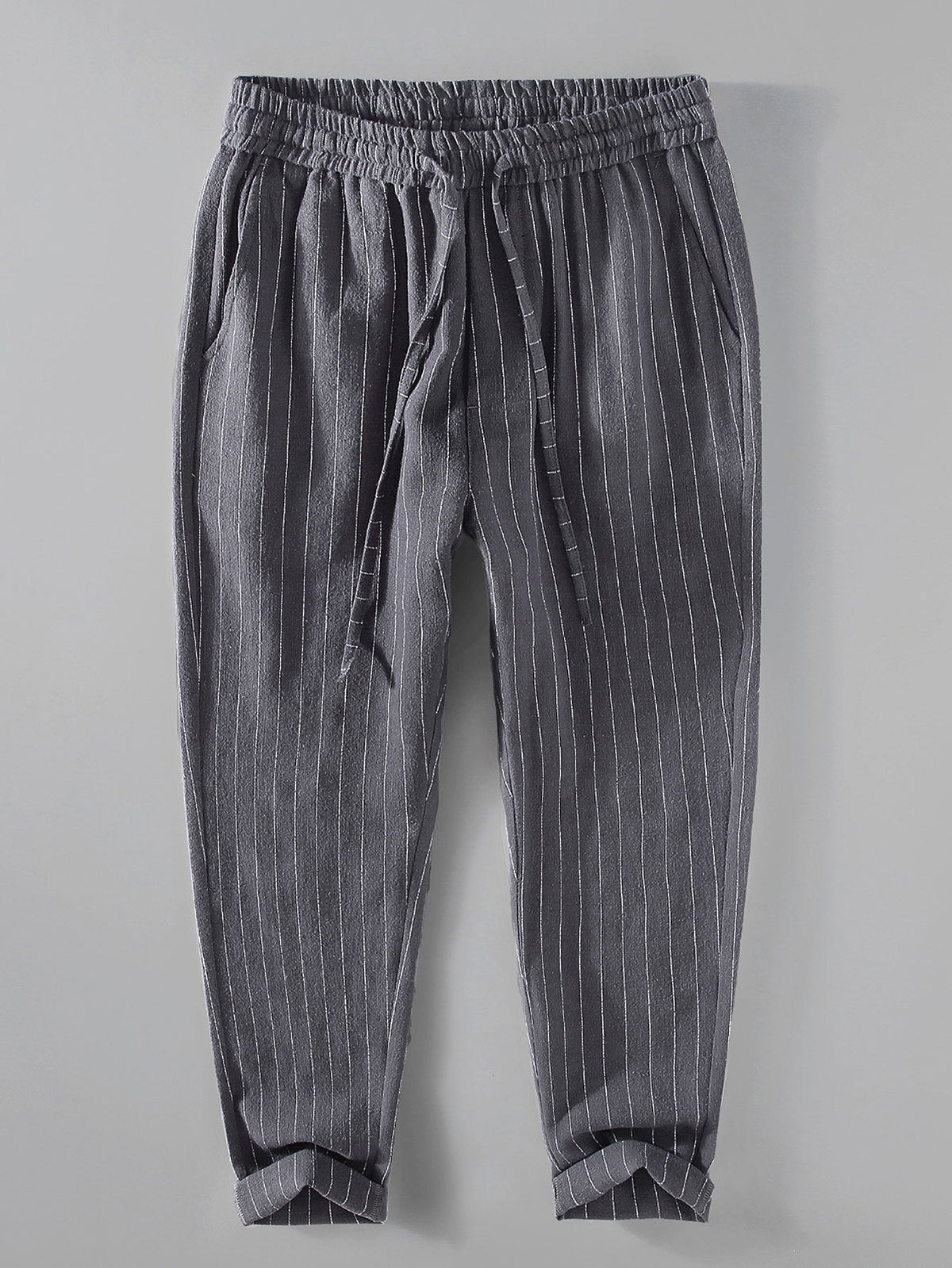 Joost | Gestreepte linnen cropped broek