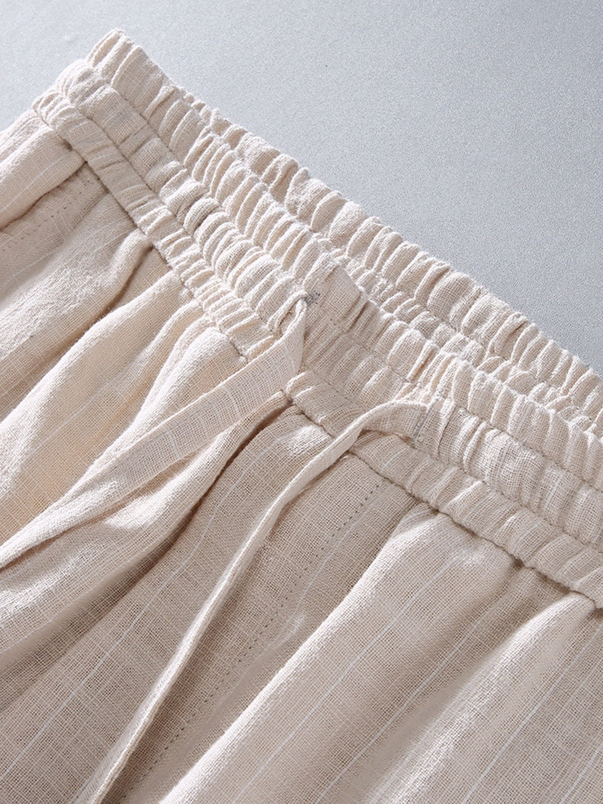 Joost | Gestreepte linnen cropped broek