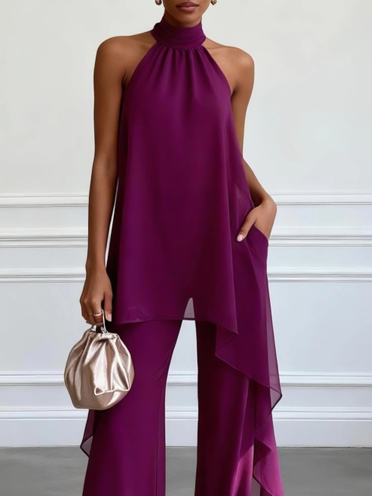 Jorinde | Elegante tweedelige set met halterhals