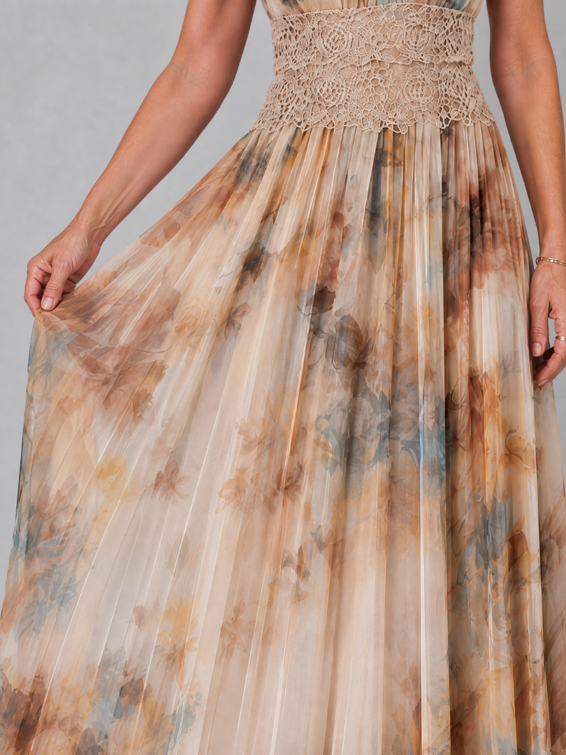 Karin | Maxi-jurk met bloemenprint en kanten taille