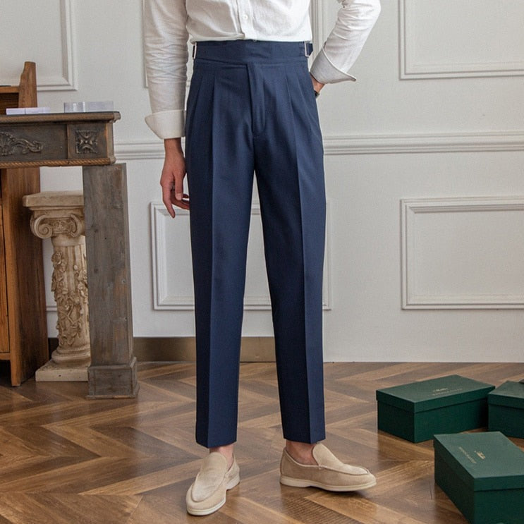 Hubert | Klassieke broek met hoge taille en gesp