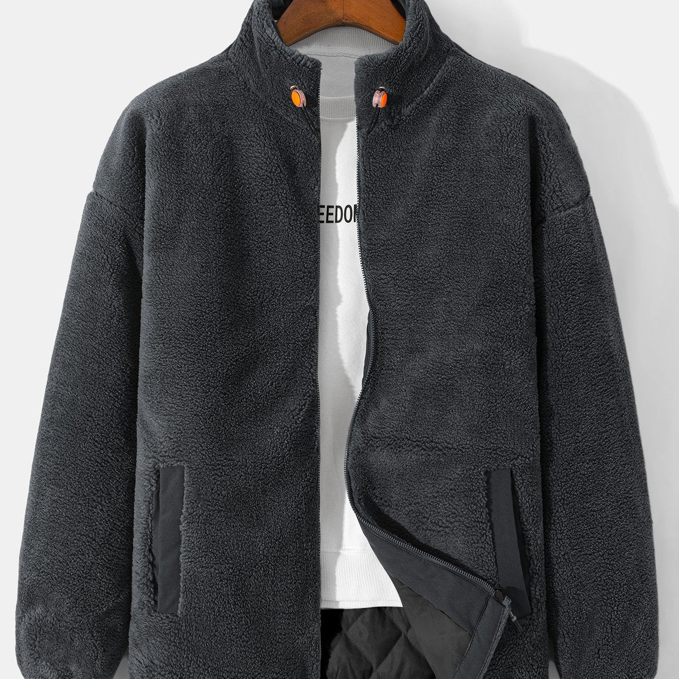Koen | Gewatteerde teddyfleece jas met rits