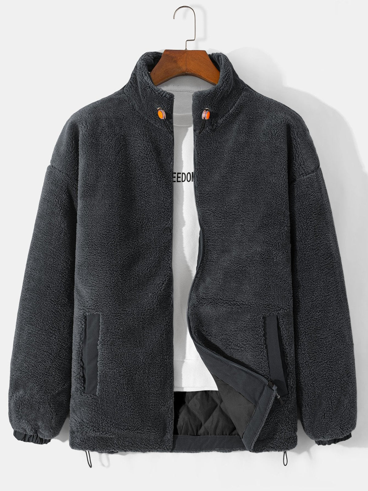 Koen | Gewatteerde teddyfleece jas met rits