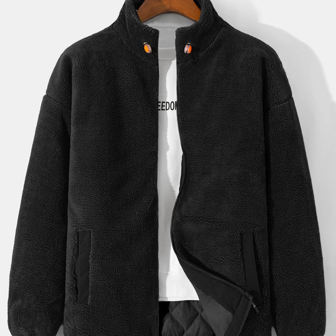 Koen | Gewatteerde teddyfleece jas met rits